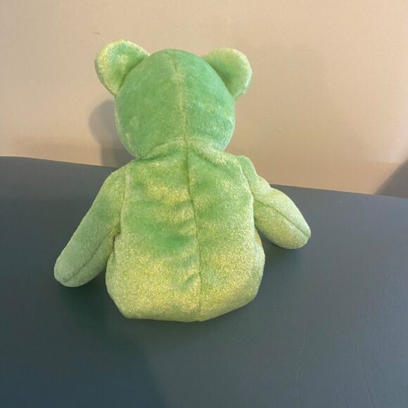 Vtg 1999 Ty Beanie Baby Kicks Green Soccer Teddy Bear Plush Stuffed Animal 8.5" - Picture 3 of 5
